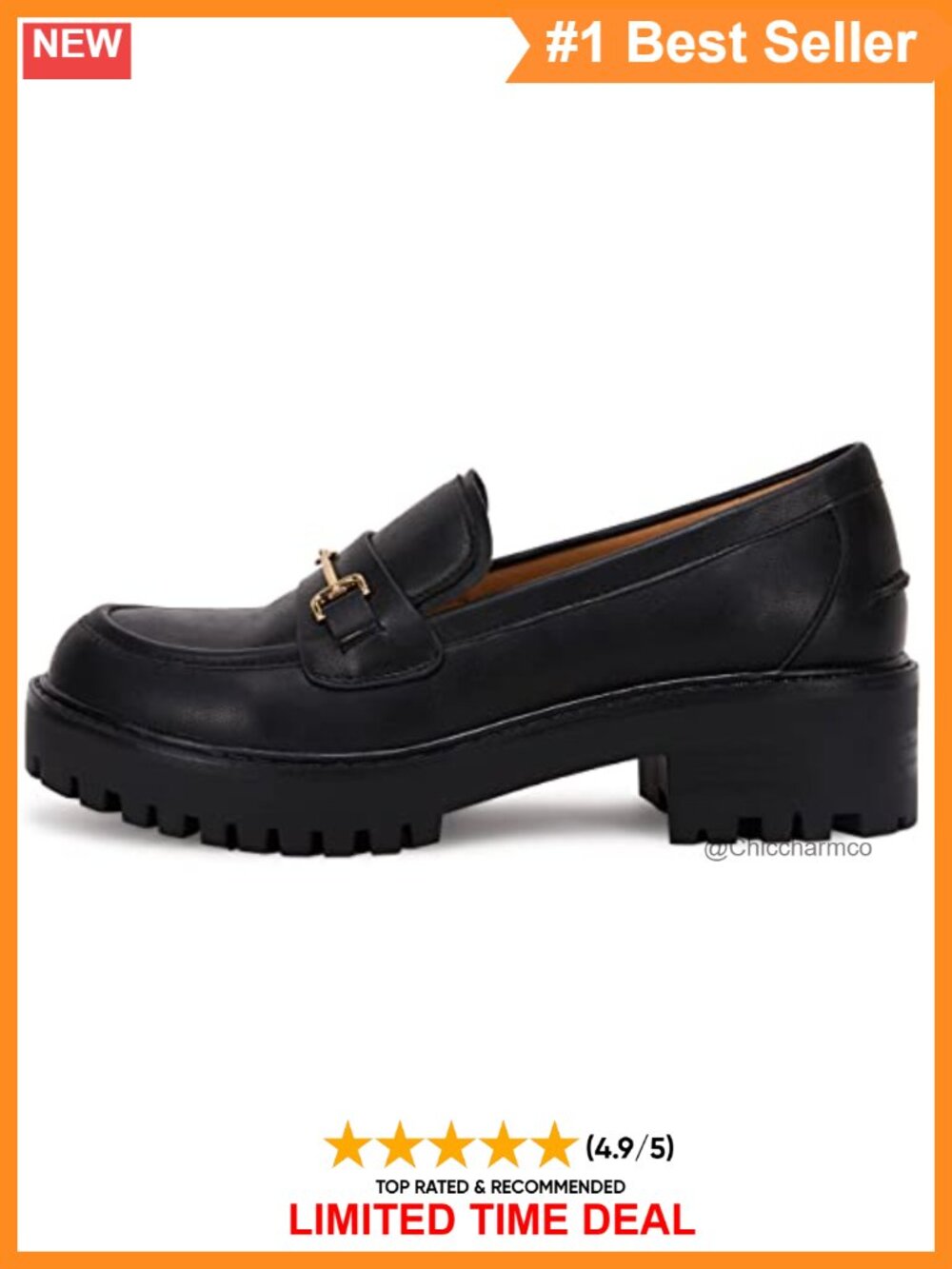 Platform Chunky Heel Loafers Faux Leather Slip On Business Casual - Picture 2 of 6